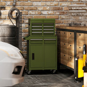 2-in-1 Rolling Tool Chest with 5 Sliding Lockable Drawers-Green