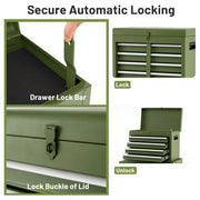2-in-1 Rolling Tool Chest with 5 Sliding Lockable Drawers-Green