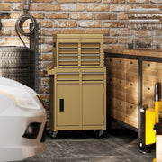 2-in-1 Rolling Tool Chest with 5 Sliding Lockable Drawers-Yellow