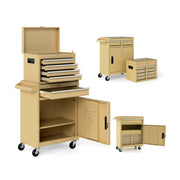 2-in-1 Rolling Tool Chest with 5 Sliding Lockable Drawers-Yellow