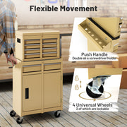 2-in-1 Rolling Tool Chest with 5 Sliding Lockable Drawers-Yellow