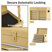 2-in-1 Rolling Tool Chest with 5 Sliding Lockable Drawers-Yellow