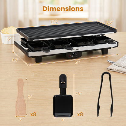 Raclette Grill with Reversible Nonstick Griddle for 8