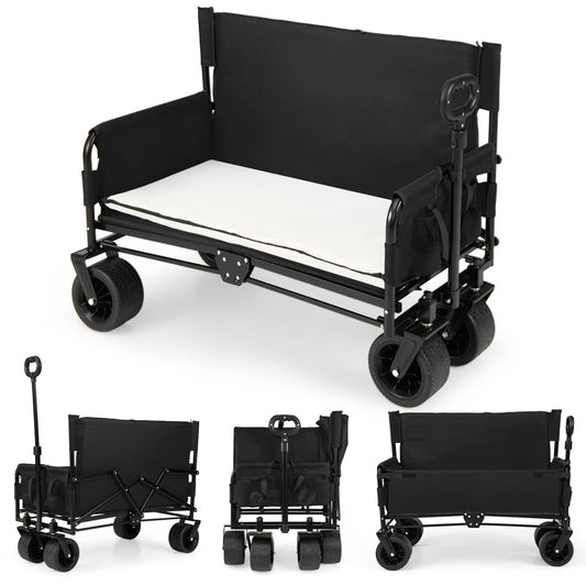 2-in-1 Wagon Bench Seat Combo Collapsible Beach Cart