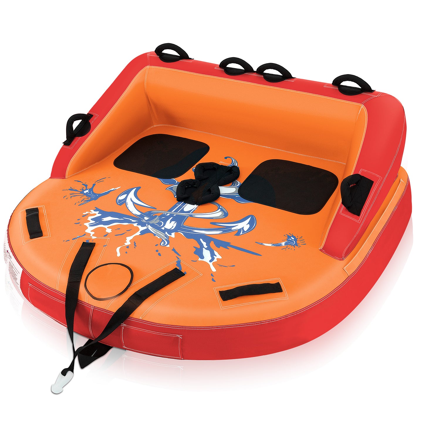 2 Person Water Sport Inflatable Towable Tubes for Boating-Orange - Orange