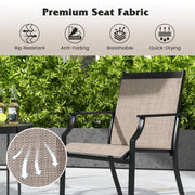 2 Piece Patio Dining Chairs Large Outdoor Chairs with Breathable Seat and Metal Frame-Brown