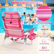 2 Pieces Folding Backpack Beach Chair with Pillow-Hot Pink