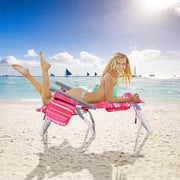 2 Pieces Folding Backpack Beach Chair with Pillow-Hot Pink