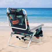 2 Pieces Folding Backpack Beach Chair with Pillow-Multicolor