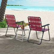 2 Pieces Folding Beach Chair Camping Lawn Webbing Chair-Red