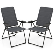 2 Pieces Outdoor Folding Patio Chairs with Adjustable Backrests for Bistro and Backyard-Gray