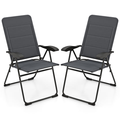 2 Pieces Outdoor Folding Patio Chairs with Adjustable Backrests for Bistro and Backyard