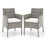 2 Pieces Outdoor PE Rattan Armchairs with Cozy Seat Cushions-White