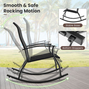 2 Pieces Outdoor Rocking Chairs with Breathable Backrest-Black