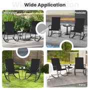 2 Pieces Outdoor Rocking Chairs with Breathable Backrest-Black