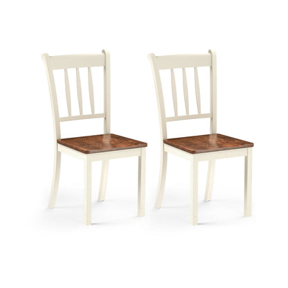 2 Pieces Solid Whitesburg Spindle Back Wood Dining Chairs-Black - White