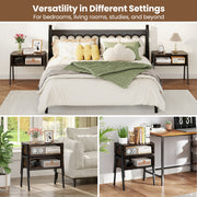 2 Pieces Stackable Night Stand Bedside End Table Set