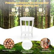 2-tier Round End Table with Solid Wood Legs-White