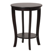 2-tier Round End Table with Solid Wood Legs-Espresso