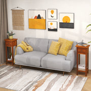 2 Tier Slim Nightstand Bedside Table with Drawer Shelf-Brown