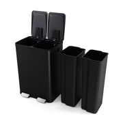 2 x 8 Gal Dual Compartment Trash Can-Silver - Black