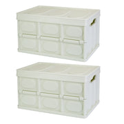 2Pcs 56L Collapsible Storage Bins With Dustproof Lid Waterproof Interior Bag Handle Stackable Storage Box Container Utility Organizer Crate For Campin