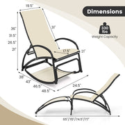 2-in-1 Outdoor Rocking Chair with 4-Position Adjustable Backrest for Patio Porch Poolside-Beige