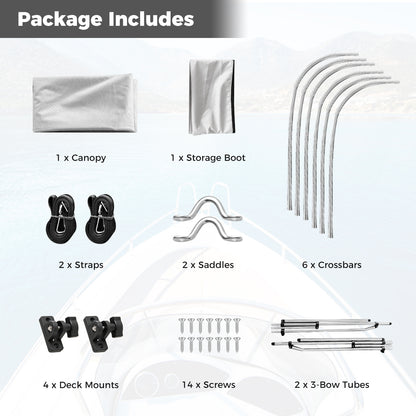 3-Bow/4-Bow Boat Bimini Top Sun Shade Boat Canopy with Storage Boot