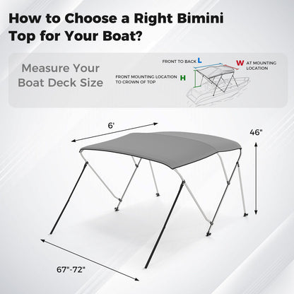 3-Bow/4-Bow Boat Bimini Top Sun Shade Boat Canopy with Storage Boot