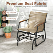 3-Piece Outdoor Glider Bistro Set with Tempered Glass Top and Metal Frame-Coffee