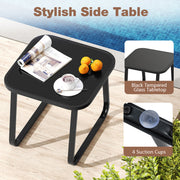 3-Piece Outdoor Glider Bistro Set with Tempered Glass Top and Metal Frame-Coffee