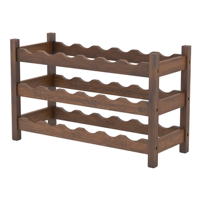 3-Tier Bamboo Freestanding Countertop Wine Bottle Organizer