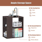 2-Tier Side End Table with Storage Shelves -Brown