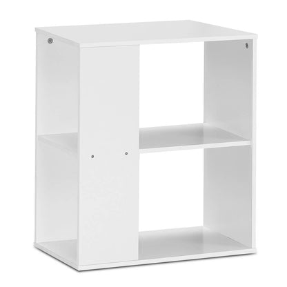 2-Tier Side End Table with Storage Shelves -White - White