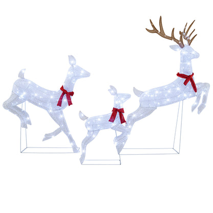 3-Piece Christmas Pre-Lit Lighted Reindeer Family Set