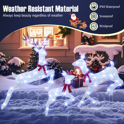 3-Piece Christmas Pre-Lit Lighted Reindeer Family Set