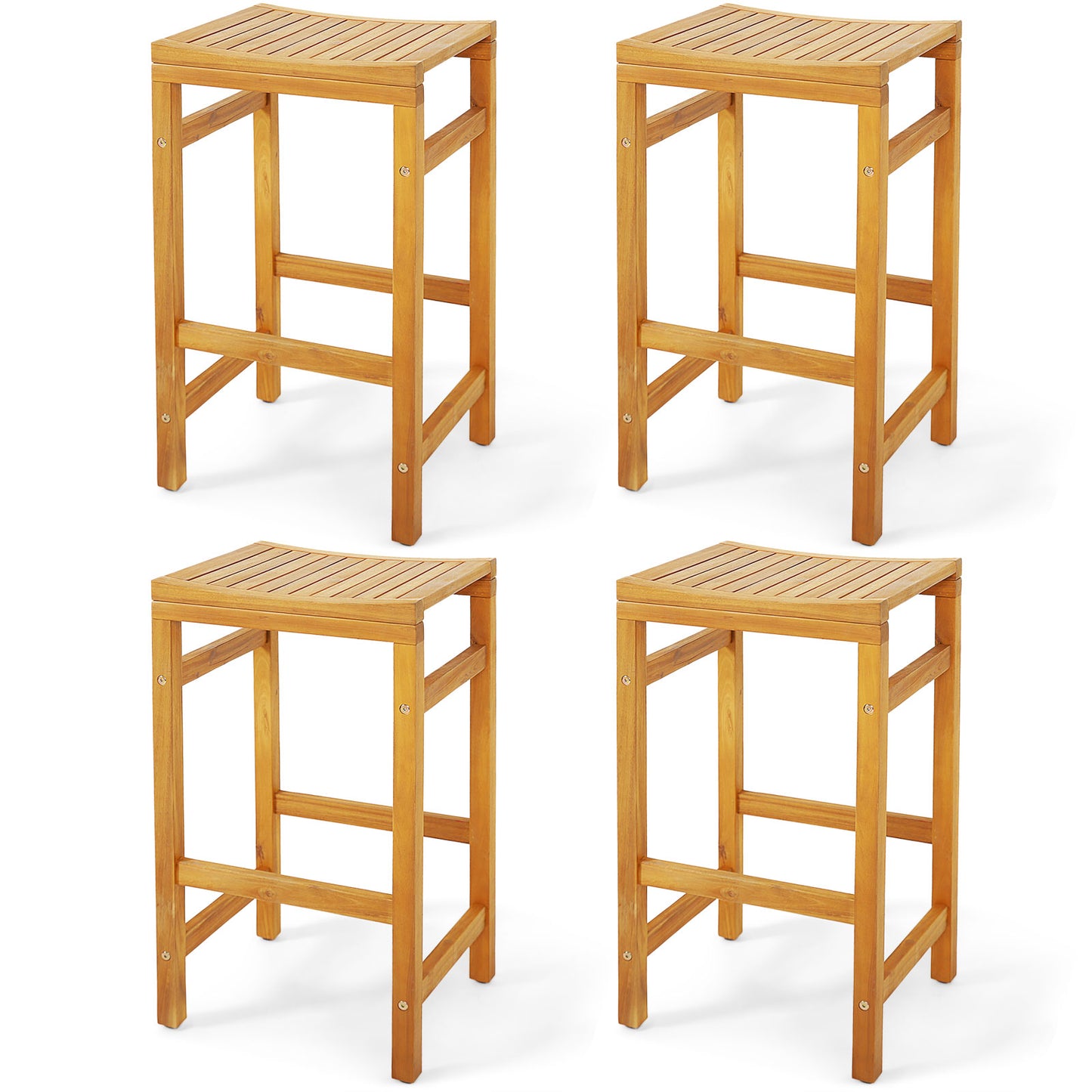 30-Inch Height Bar Chair with Saddle Shaped Seat and Sturdy Footrest-Set of 4 - Set Of 4