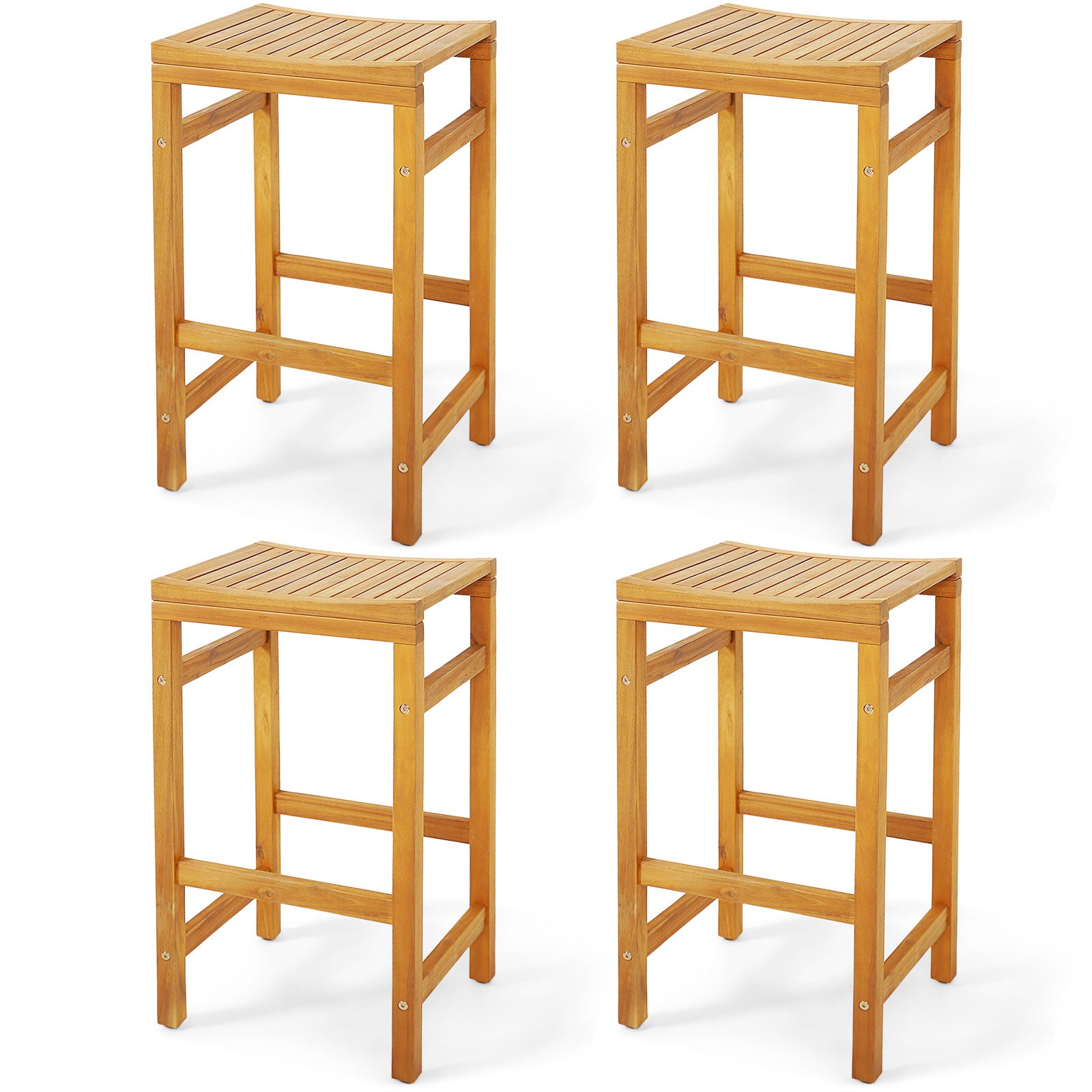30-Inch Height Bar Chair with Saddle Shaped Seat and Sturdy Footrest-Set of 4 - Set Of 4