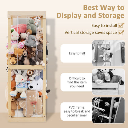 300L Large Stuffed Animal Storage with Open Top and Elastic Cords