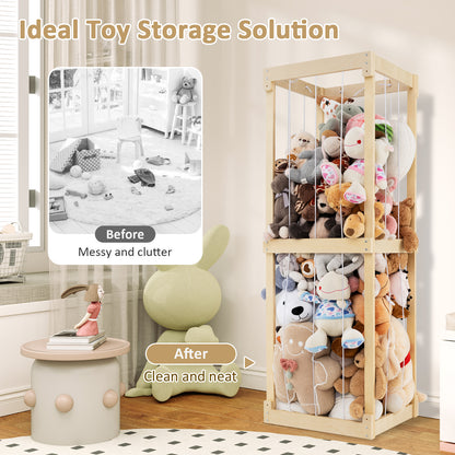 300L Large Stuffed Animal Storage with Open Top and Elastic Cords