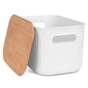 2Pcs Storage Bins With Bamboo Lids