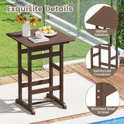 30 Inch Square Bar Table Dining Table with Slatted Tabletop for Poolside-Brown
