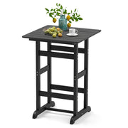 30 Inch Square Bar Table Dining Table with Slatted Tabletop for Poolside-Black