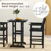 30 Inch Square Bar Table Dining Table with Slatted Tabletop for Poolside-Black