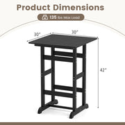 30 Inch Square Bar Table Dining Table with Slatted Tabletop for Poolside-Black