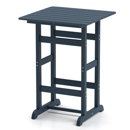 30 Inch Square Bar Table Dining Table with Slatted Tabletop for Poolside-Black - Navy