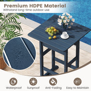 30 Inch Square Bar Table Dining Table with Slatted Tabletop for Poolside-Navy