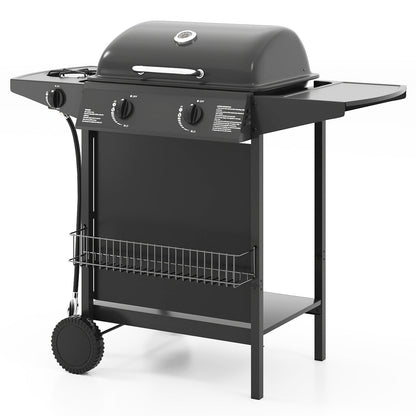 30 000 BTU Outdoor Burner Propane Gas Grill on Wheels-Black