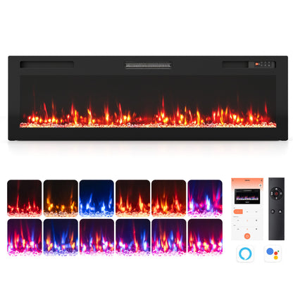50-Inch Smart WiFi Electric Fireplace with Remote Control