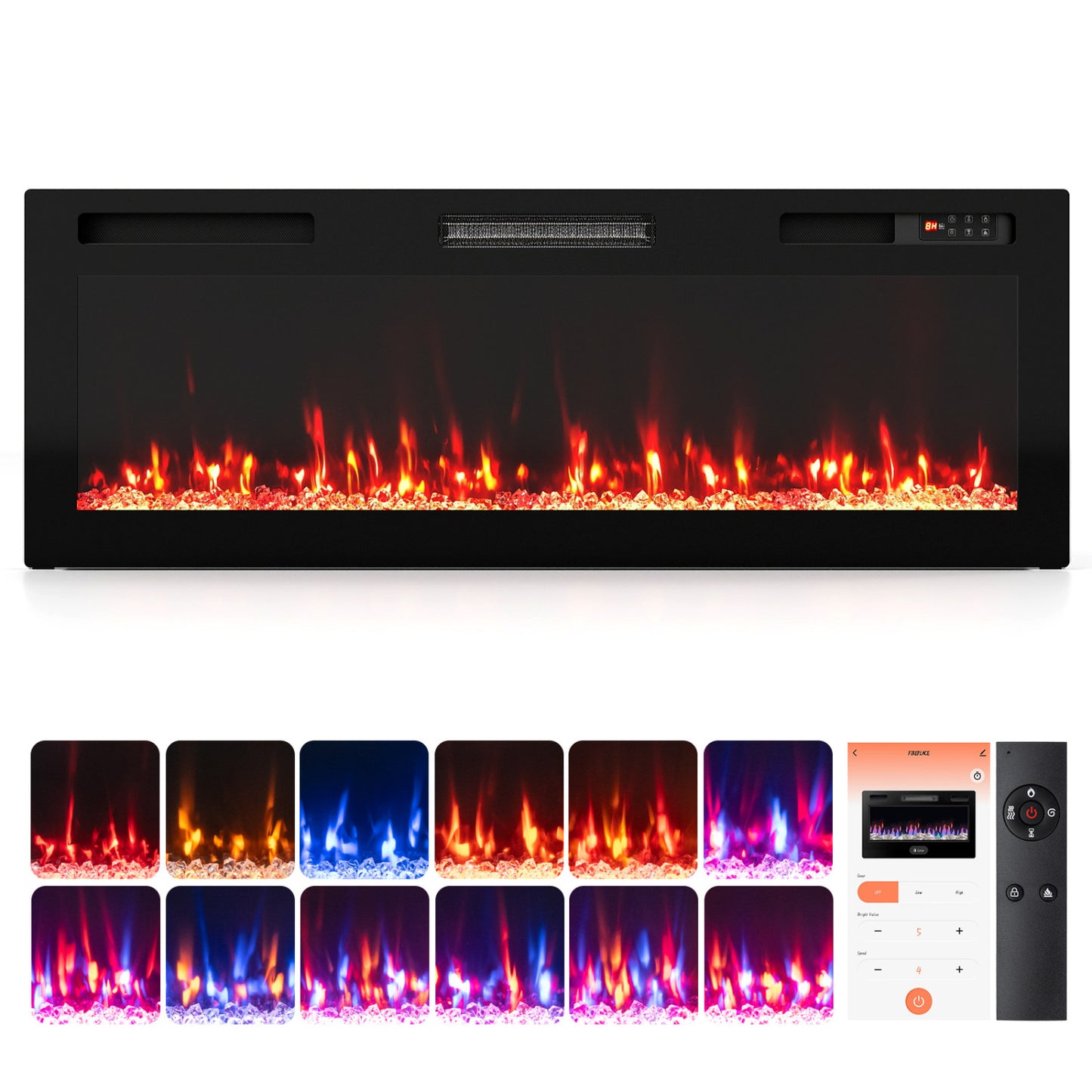 50-Inch Smart WiFi Electric Fireplace with Remote Control